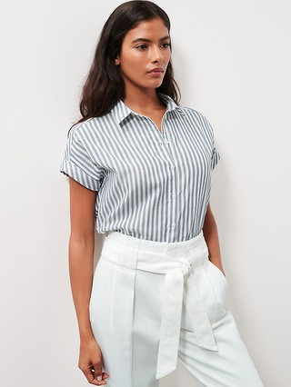 Cotton Gauze Roll-Cuff Shirt | Banana Republic (US)