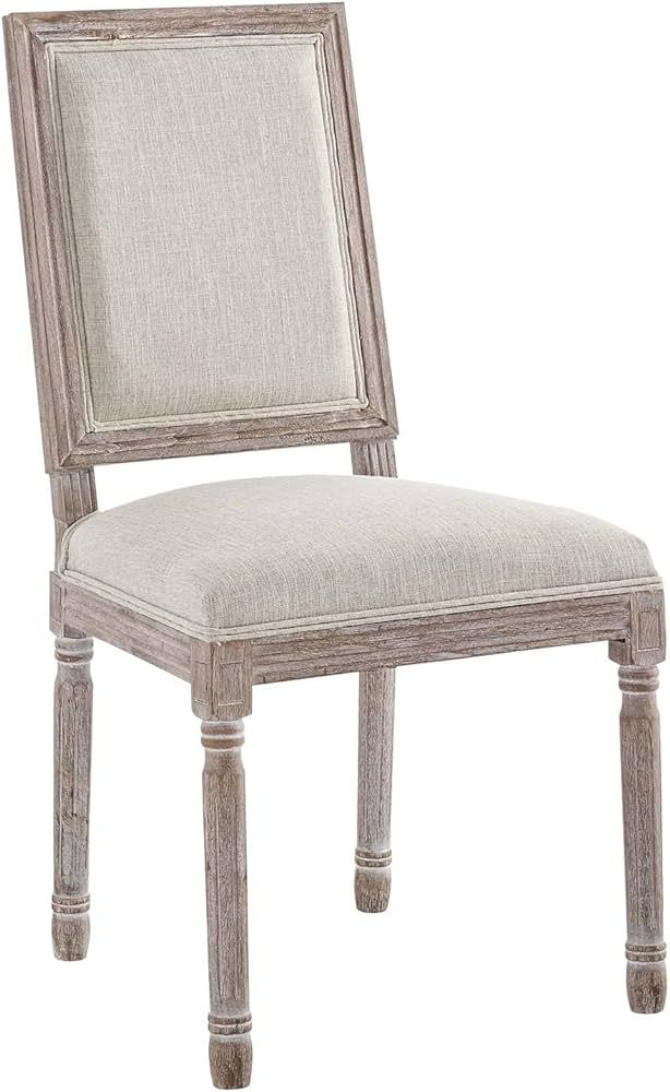 Modway Court French Vintage Upholstered Fabric Dining Chair in Beige | Amazon (US)
