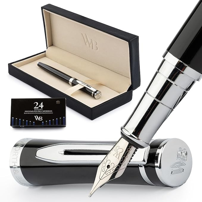 Wordsworth & Black Fountain Pen Set, Medium Nib, Includes 24 Ink Cartridges and Ink Refill Conver... | Amazon (US)