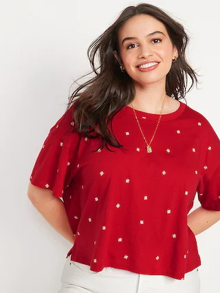 Short-Sleeve Cropped Canada Printed T-Shirt for Women | Old Navy (CA)