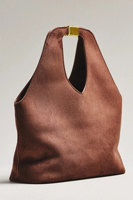By Anthropologie Faux-Suede Gilded Handle Tote Bag | Anthropologie (US)