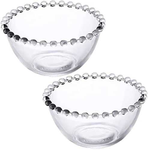 Sizikato 2pcs Clear Glass Dessert Bowl with Beaded Edges, 5.8-Inch Fruit Bowl Salad Bowl | Amazon (US)