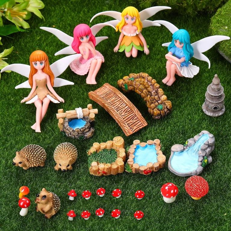 topjuju 28 Pcs Miniatures Fairy Garden Accessories, Mini Resin Fairy Figurines, Cute Tiny Hedgeho... | Walmart (US)