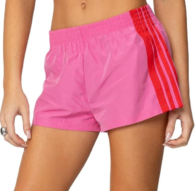 Seyurigaoka Women Striped Athletic Shorts Low Rise Wide Leg Gym Shorts Summer Loose Lounge Runnin... | Amazon (US)