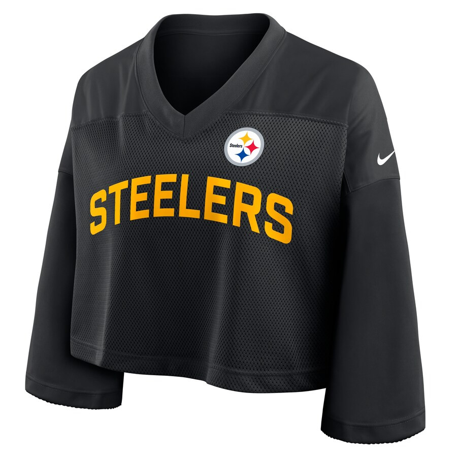 Pittsburgh Steelers Nike Women's Primetime Cropped Mesh Dri-FIT Fashion Jersey - Black | Fanatics