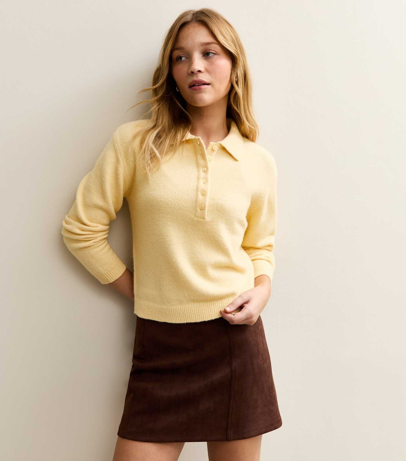 Light Yellow Midweight Knit Polo Jumper | New Look | New Look (UK)