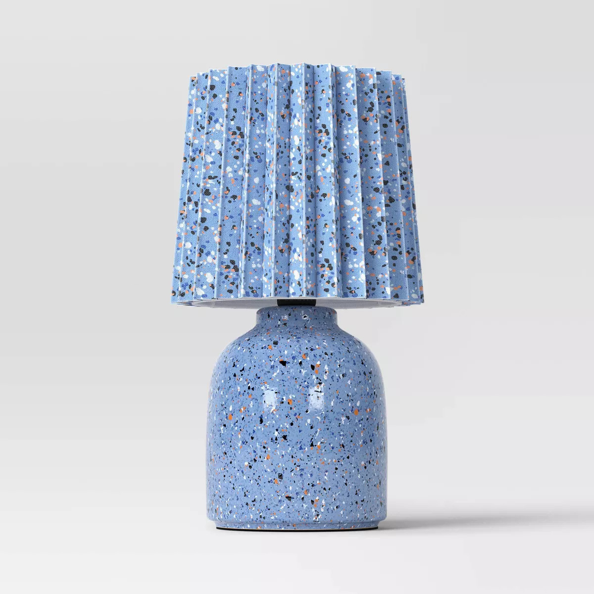 Mini Printed Ceramic Base Table Lamp with Printed Pleated Shade Light Blue - Room Essentials™ | Target
