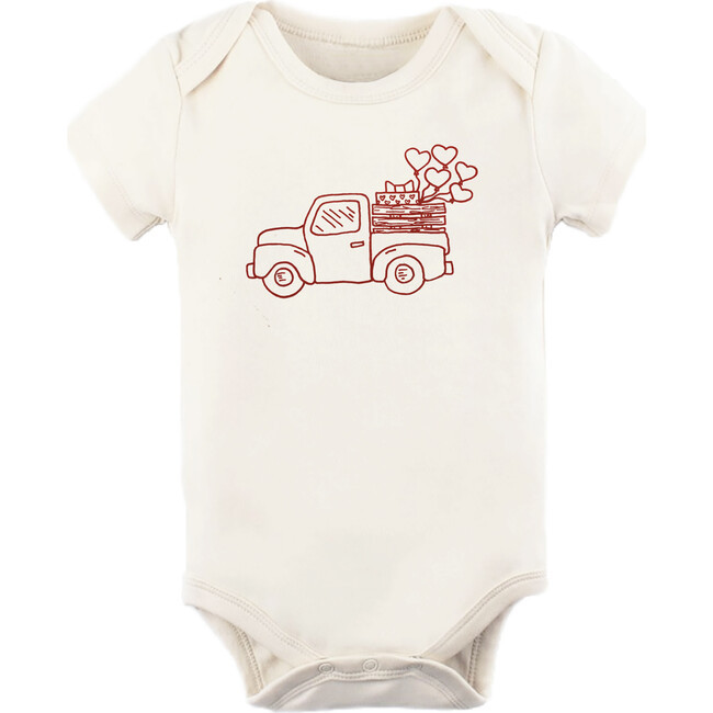 Hearts Truck Short Sleeve Onesie, Red | Maisonette