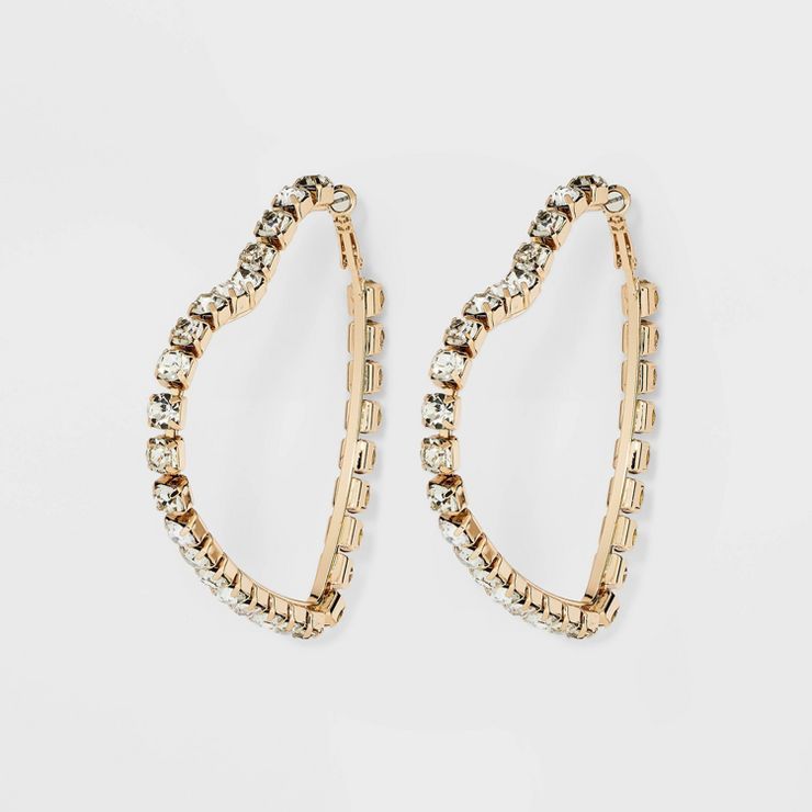 Crystal Heart Cubic Zirconia Hoop Earrings - Wild Fable™ Gold | Target