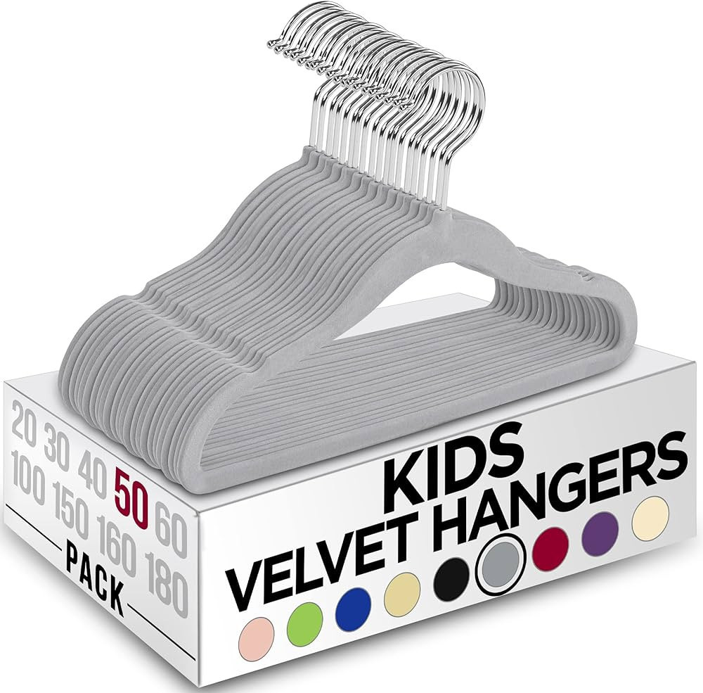 Utopia Home Kids Hangers Velvet (Pack of 50) - 11 Inch Durable Baby Hangers for Closet - Perfect ... | Amazon (US)