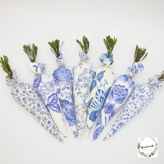 NEW Chinoiserie Easter Carrot Decor Blue and White Floral | Etsy | Etsy (US)