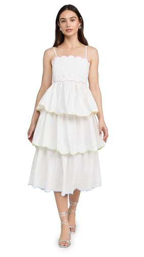 English Factory Women's Scallop Sleeveless Tiered Maxi Dress, White, S | Amazon (US)