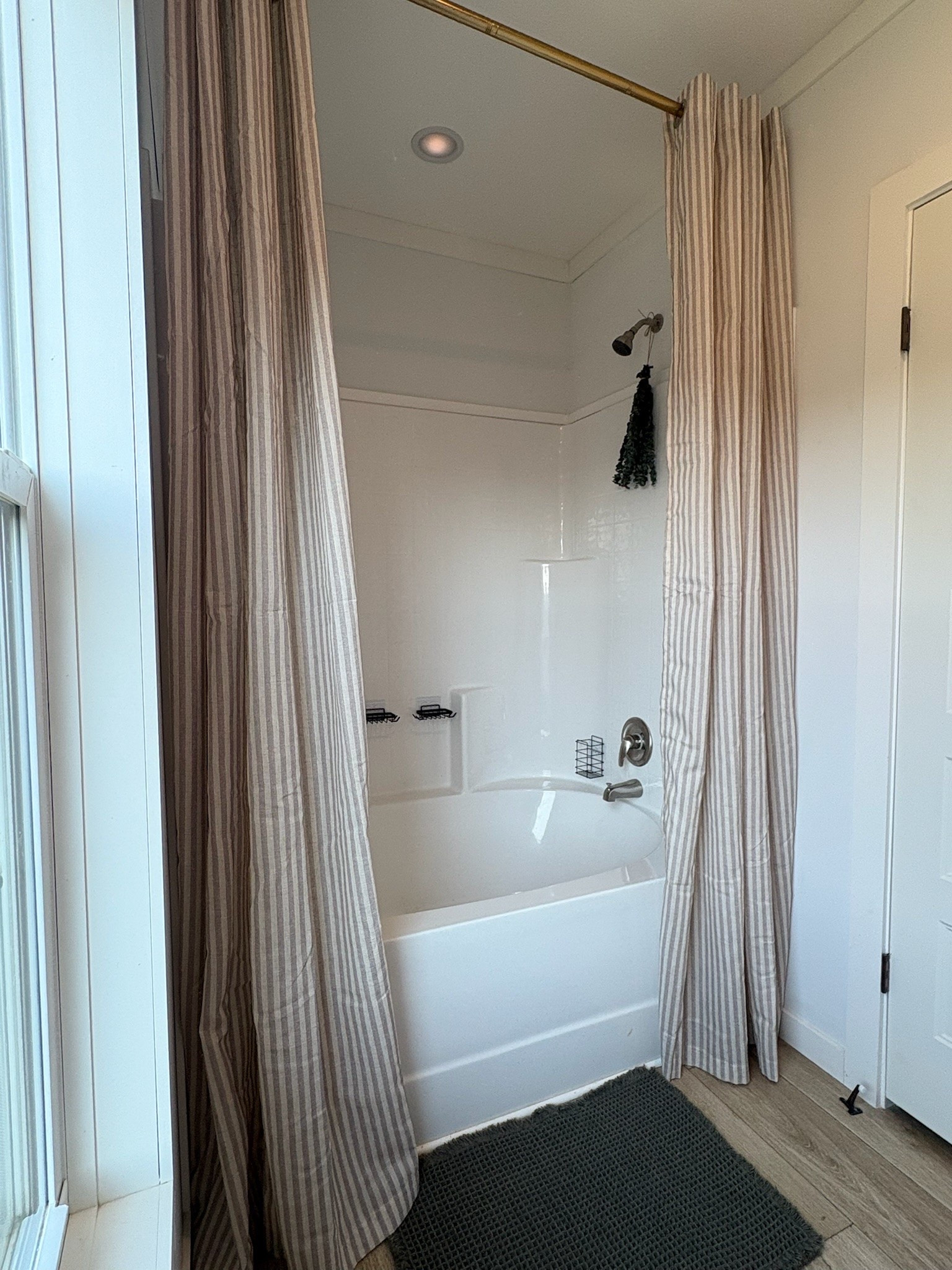 Tried this shower curtain hack for Landri’s bathroom! Just used floor length curtains and put a liner behind each side. Loving how it turned out!

#LTKHome