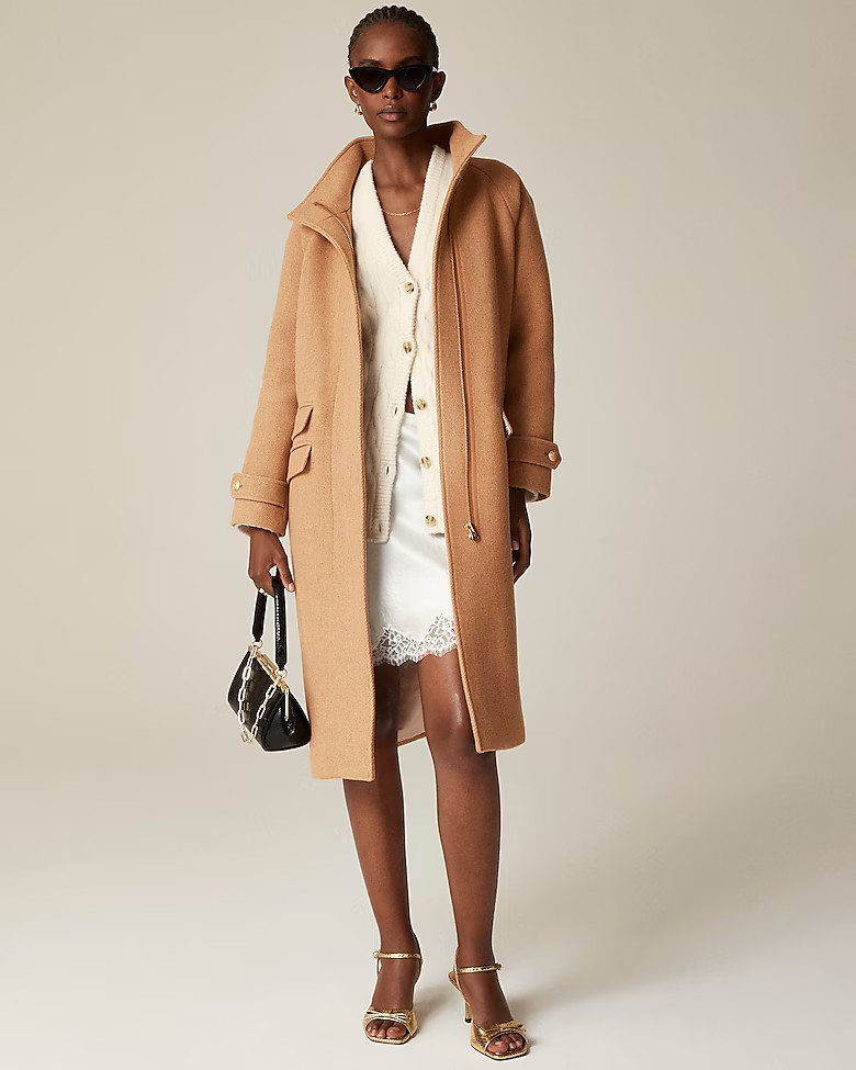 Long Toscana coat in Italian stadium-cloth wool blend | J. Crew US