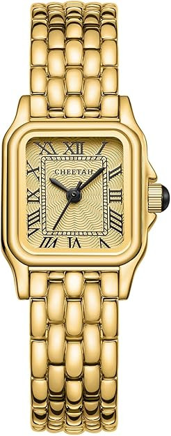 CHEETAH Gold Watches for Women with Small Vintage Bracelet, Rectangular Case Roman Dial | Amazon (US)
