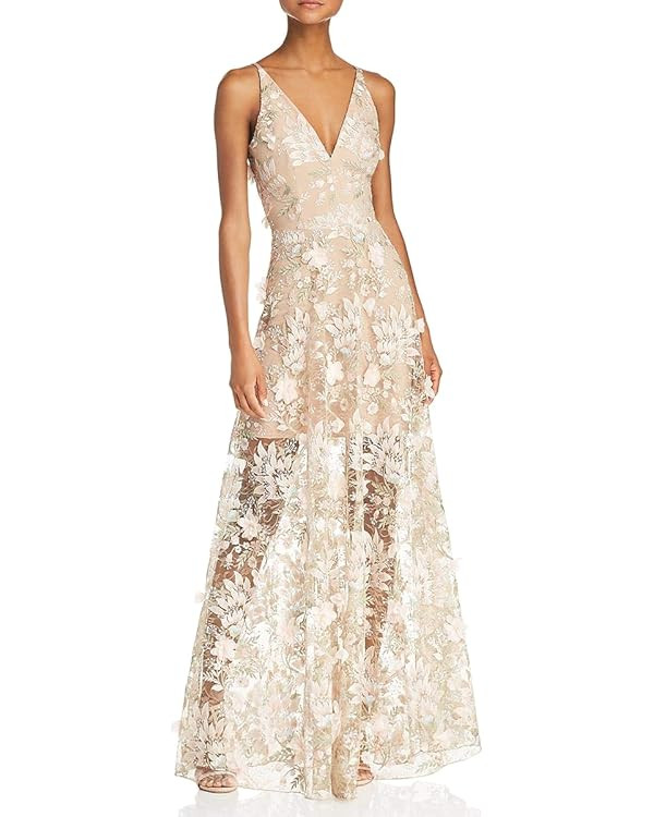 Dress the Population Women's Embellished Plunging Gown Sleeveless Floral Long Dress | Amazon (US)