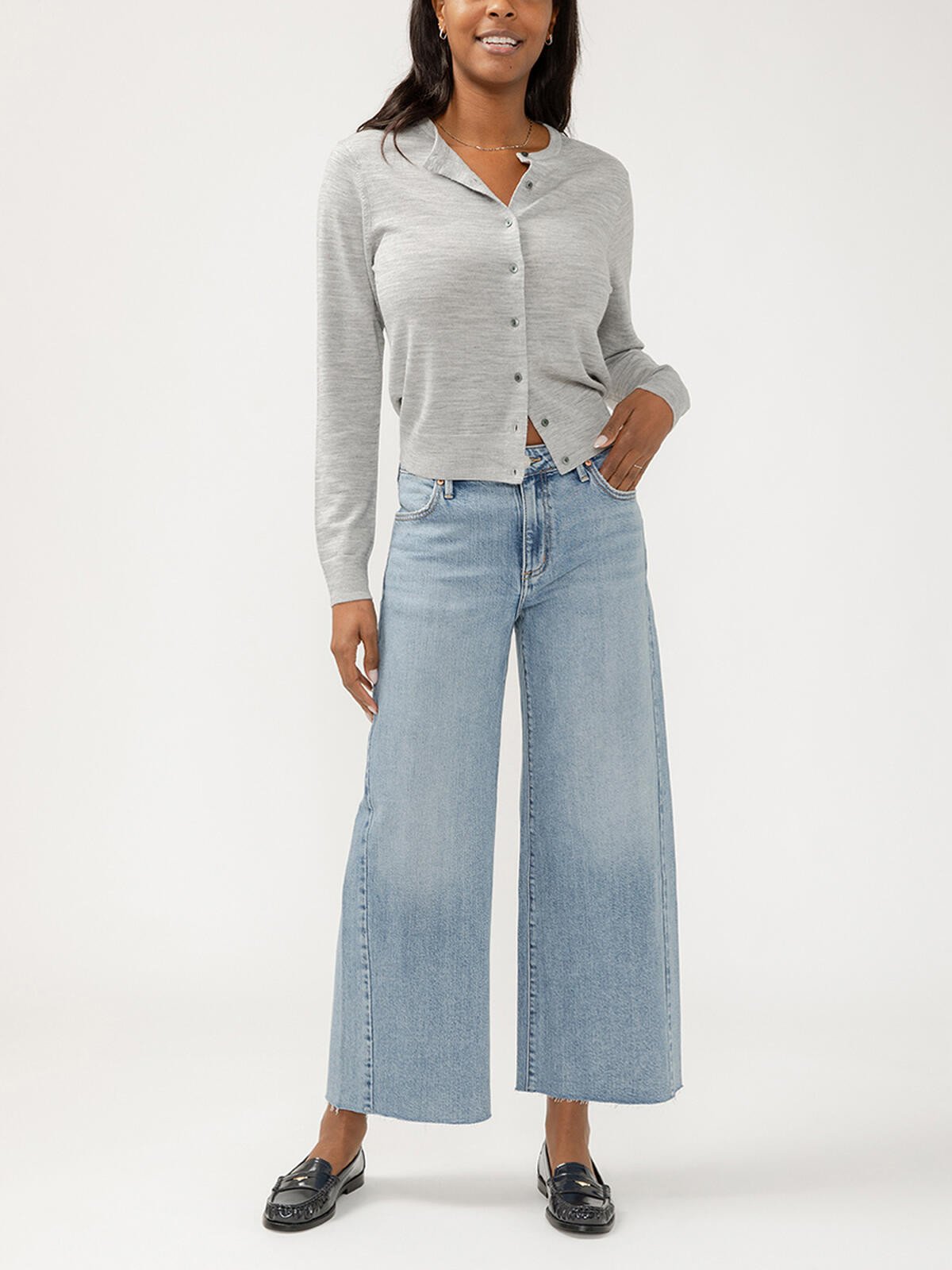 Isbister High Rise Angled Seam Wide Leg Ankle Jeans | Silver Jeans US