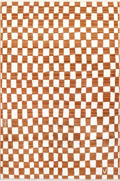 Orange Rasali Checkered Box Area Rug | Rugs USA