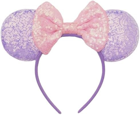 XINXIYAN Mouse Ears Headbands for Women Glitter Sequin Mouse Ears Bow Headband Birthday Party Pri... | Amazon (US)