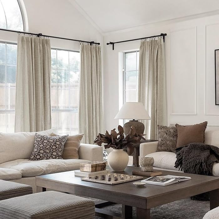 TWOPAGES Oatmeal Linen Cotton Blend Pinch Pleated Curtain,26Wx96L | Amazon (US)