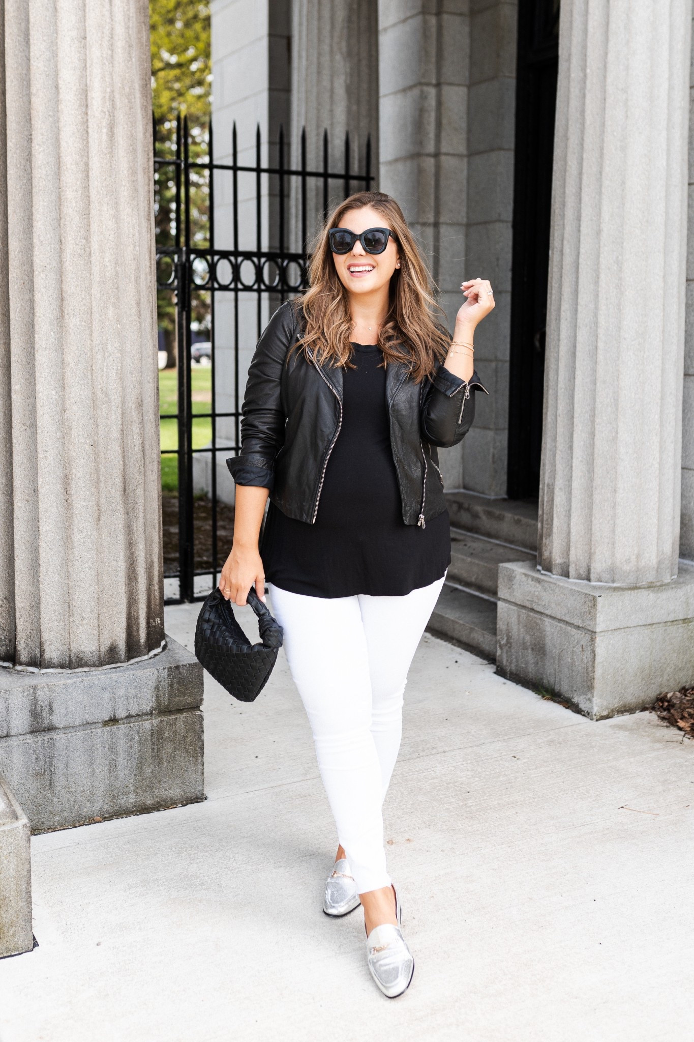 Wearing size XL in moto jacket - sharing similar style top & white jeans. Use CARALYN20 at Spanx. 

#LTKMidsize #LTKStyleTip #LTKSeasonal