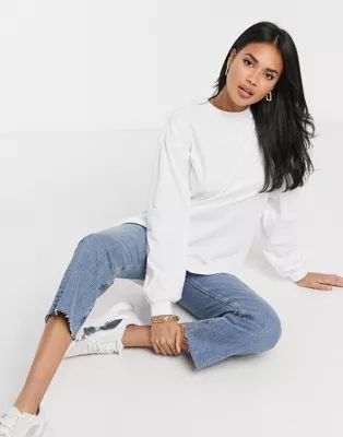 ASOS DESIGN oversized long sleeve t-shirt with cuff detail in white | ASOS (Global)