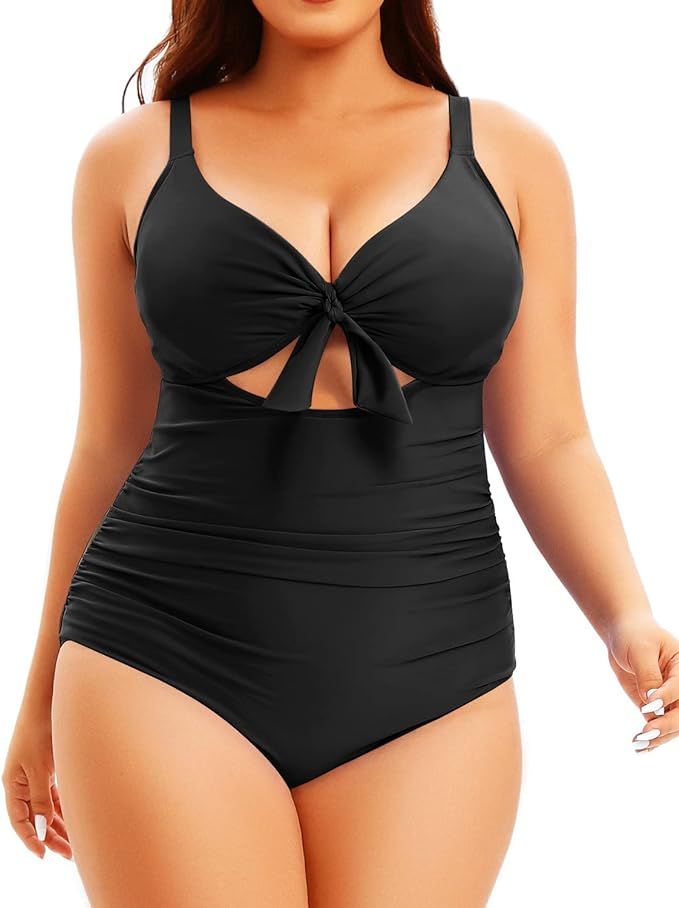 Aqua Eve Plus Size One Piece Swimsuit for Women Tummy Control Bathing Suit Cutout Swimwear | Amazon (US)