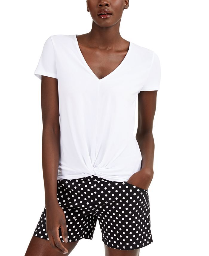 INC International Concepts Twist-Front T-Shirt, Created for Macy's & Reviews - Tops - Women - Mac... | Macys (US)
