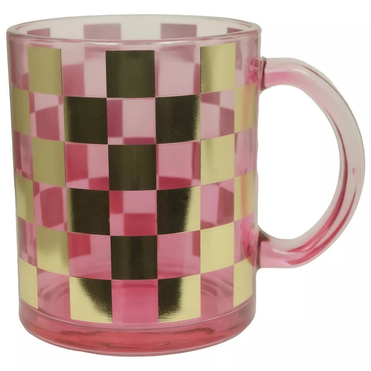 Enchante Accessories Pink Checkered Glass Mug | Kohl's