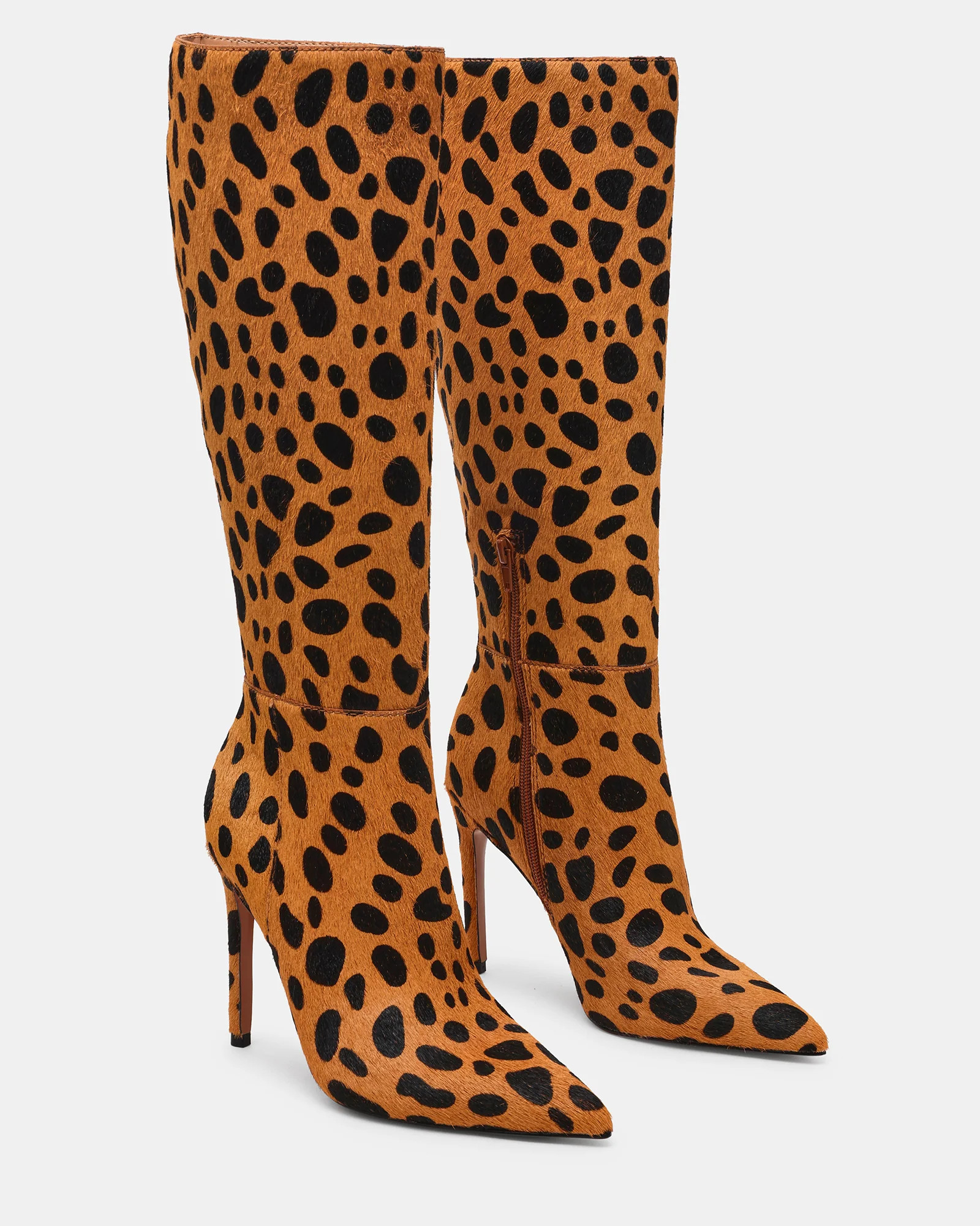 NITRO Spotted Leopard Pointed-Toe Stiletto Heel Knee-High Women's Boot | Steve Madden (US)