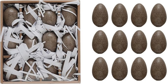 Creative Co-op Stoneware Eggs, Brown Reactive Glaze, Boxed Set of 12 (Each One Will Vary) Décor,... | Amazon (US)