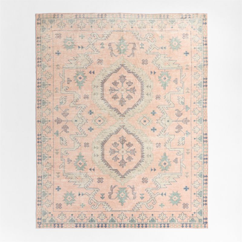 Ember Pink Floral Washable Area Rug 5'x8' | Crate & Kids | Crate & Barrel