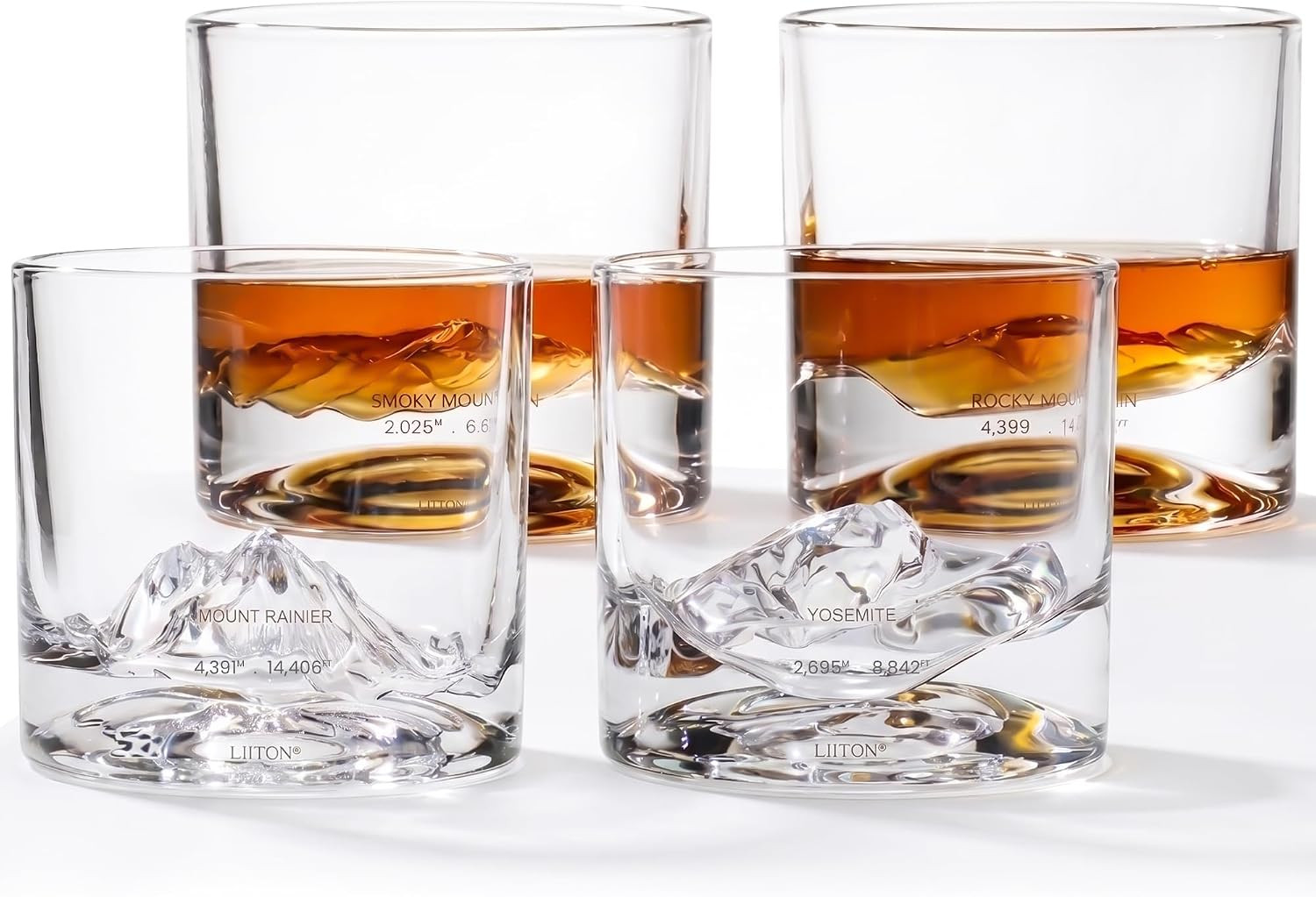 LIITON American Peaks Old Fashioned Whiskey Glasses, Set of 4, Mens Gift | Amazon (US)