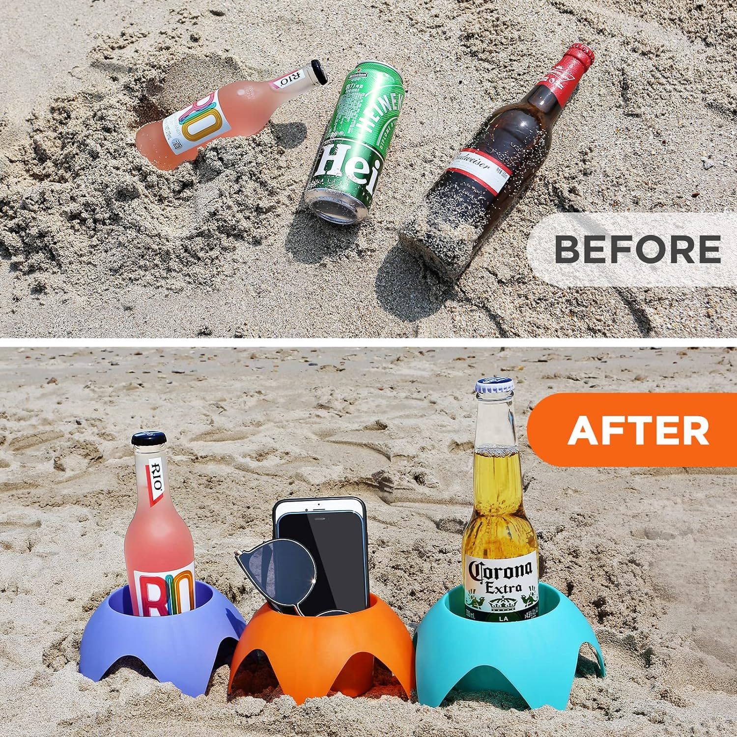 Beach Vacation Accessories Essentials - Beach Sand Coasters Drink Cup Holders, Beach Trip Must Ha... | Amazon (US)