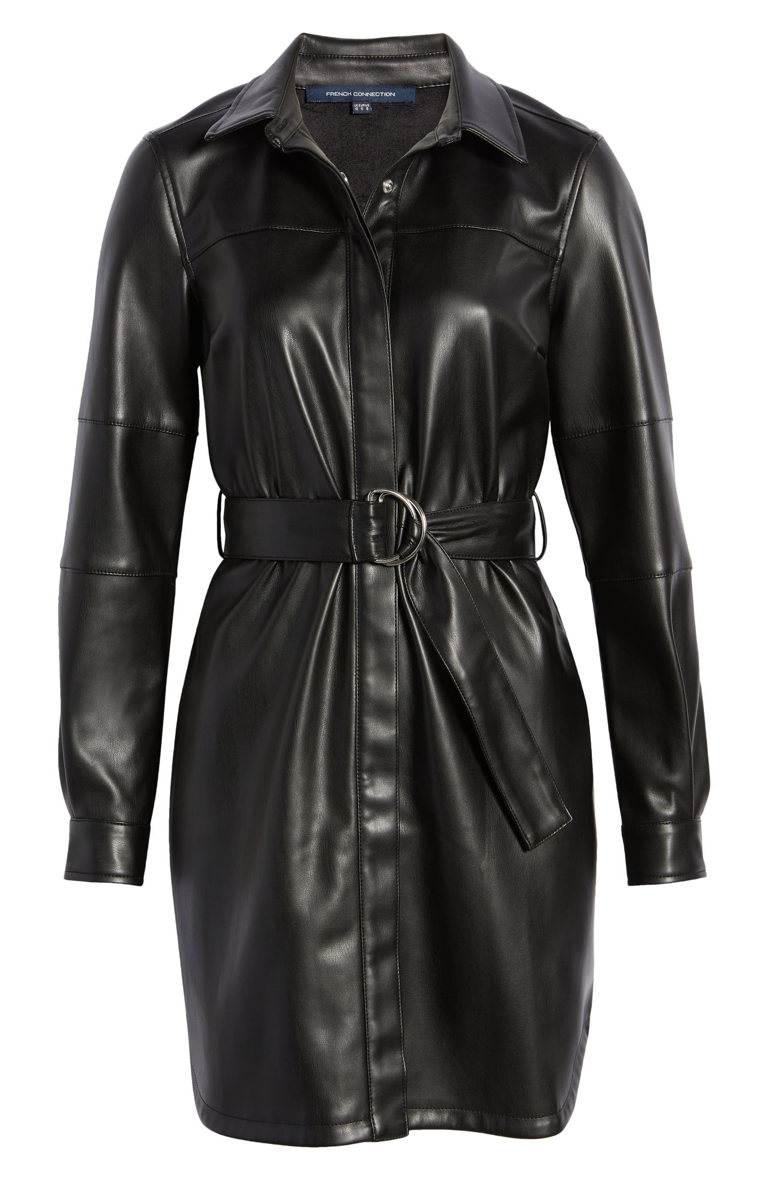 Long Sleeve Faux Leather Shirtdress | Nordstrom | Nordstrom