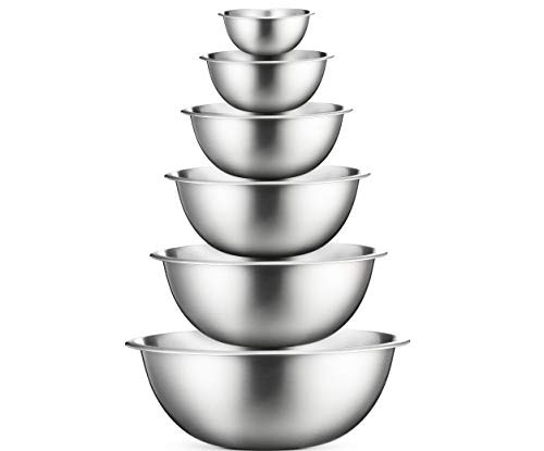 Stainless Steel Mixing Bowls (Set of 6) Stainless Steel Mixing Bowl Set - Easy To Clean, Nesting Bow | Amazon (US)