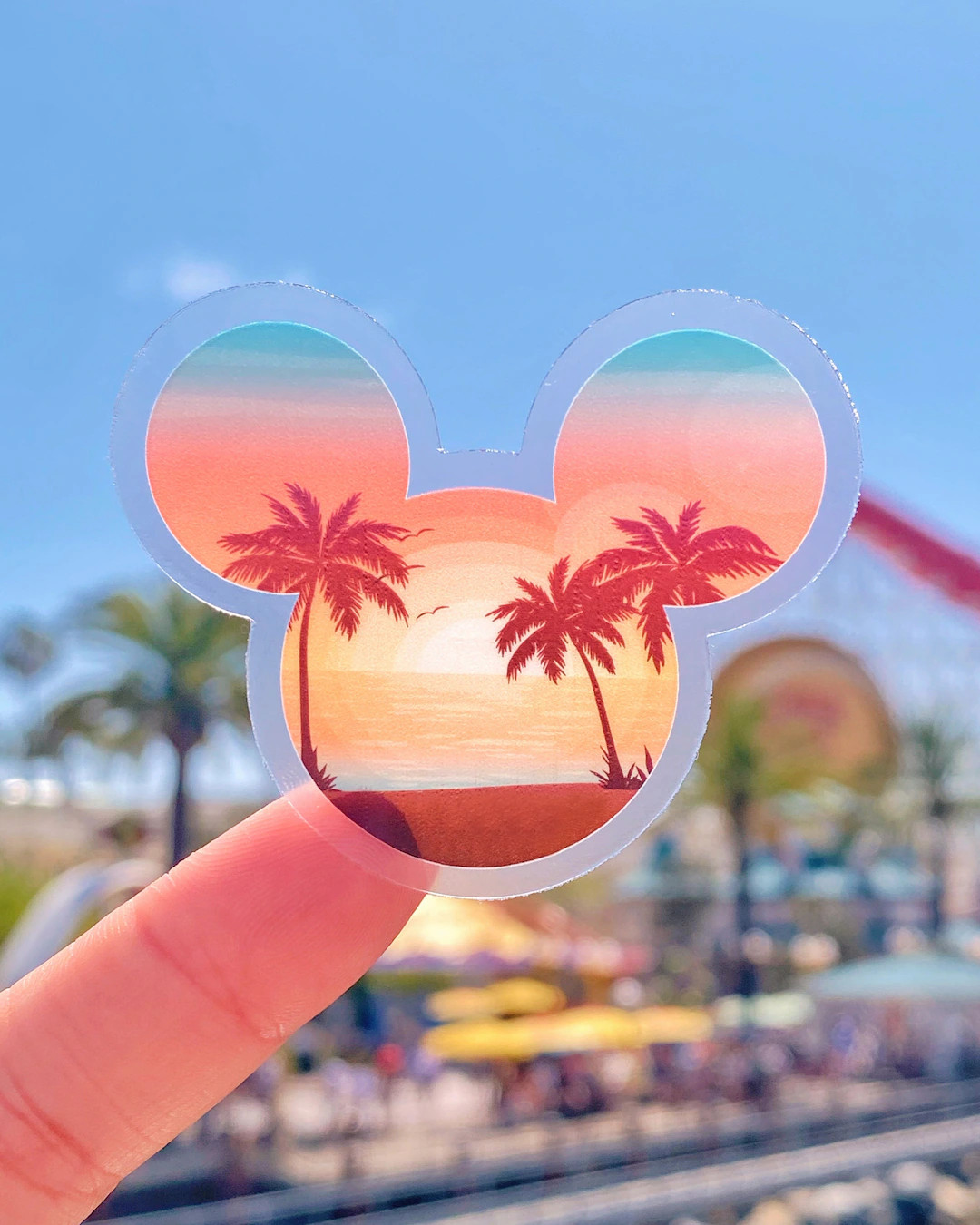 Sunset Beach Mickey Transparent Sticker/ Tropical Disney Laptop Summer Palm Trees/ Summer Beach B... | Etsy (US)