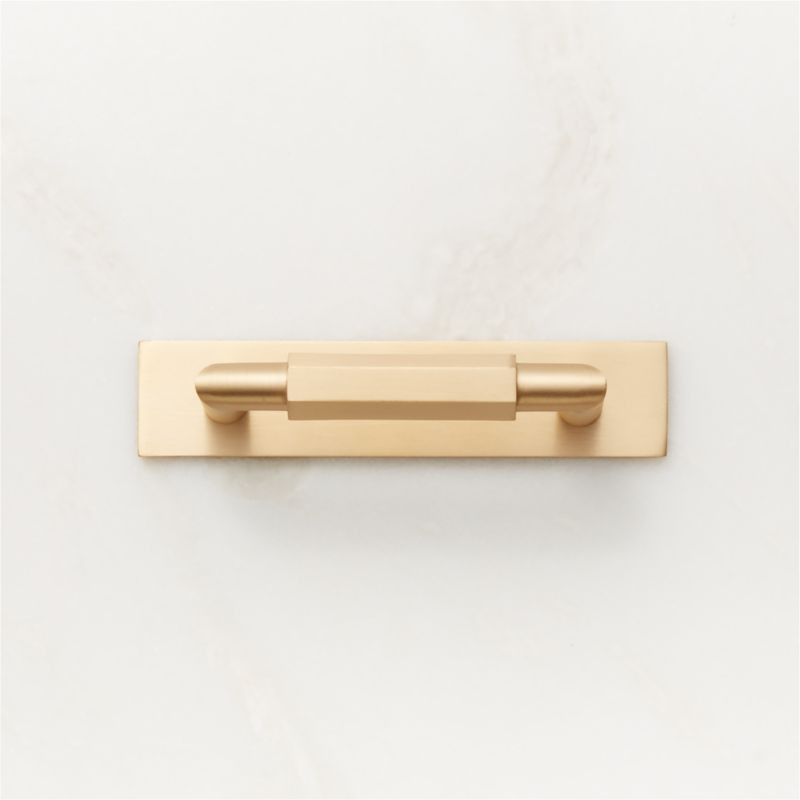 Lavau Brushed Brass Cabinet Handle with Backplate 3" | CB2 | CB2