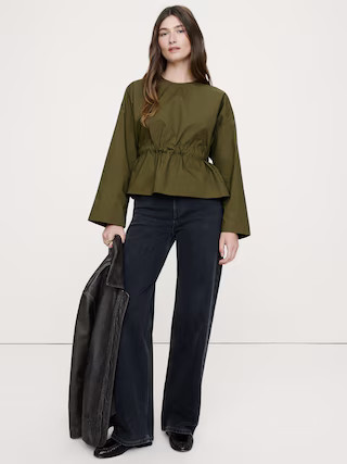 Cotton Poplin Cinch-Waist TopShop This LookCotton Poplin Cinch-Waist Top$120.00Image of 5 stars, ... | Banana Republic (US)