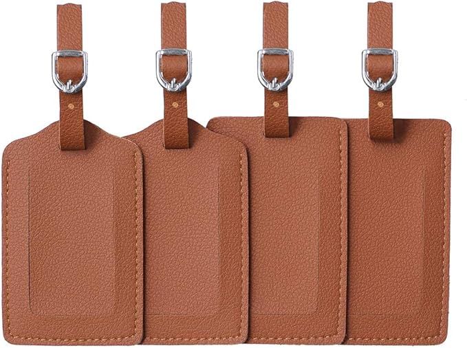 Leather Luggage Tags 4 Pack Bag Suitcase Labels | Amazon (US)