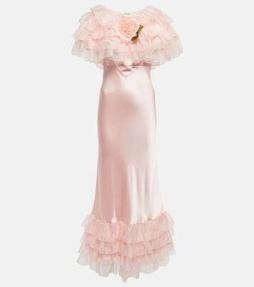 Ruffled silk satin and organza gown | Mytheresa (US/CA)