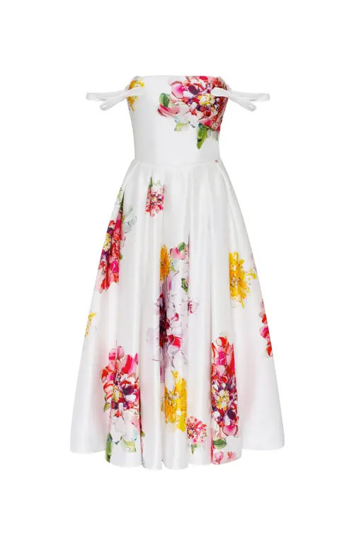 Milla Tea-length floral dress in Ivory Floral at Nordstrom, Size X-Small | Nordstrom
