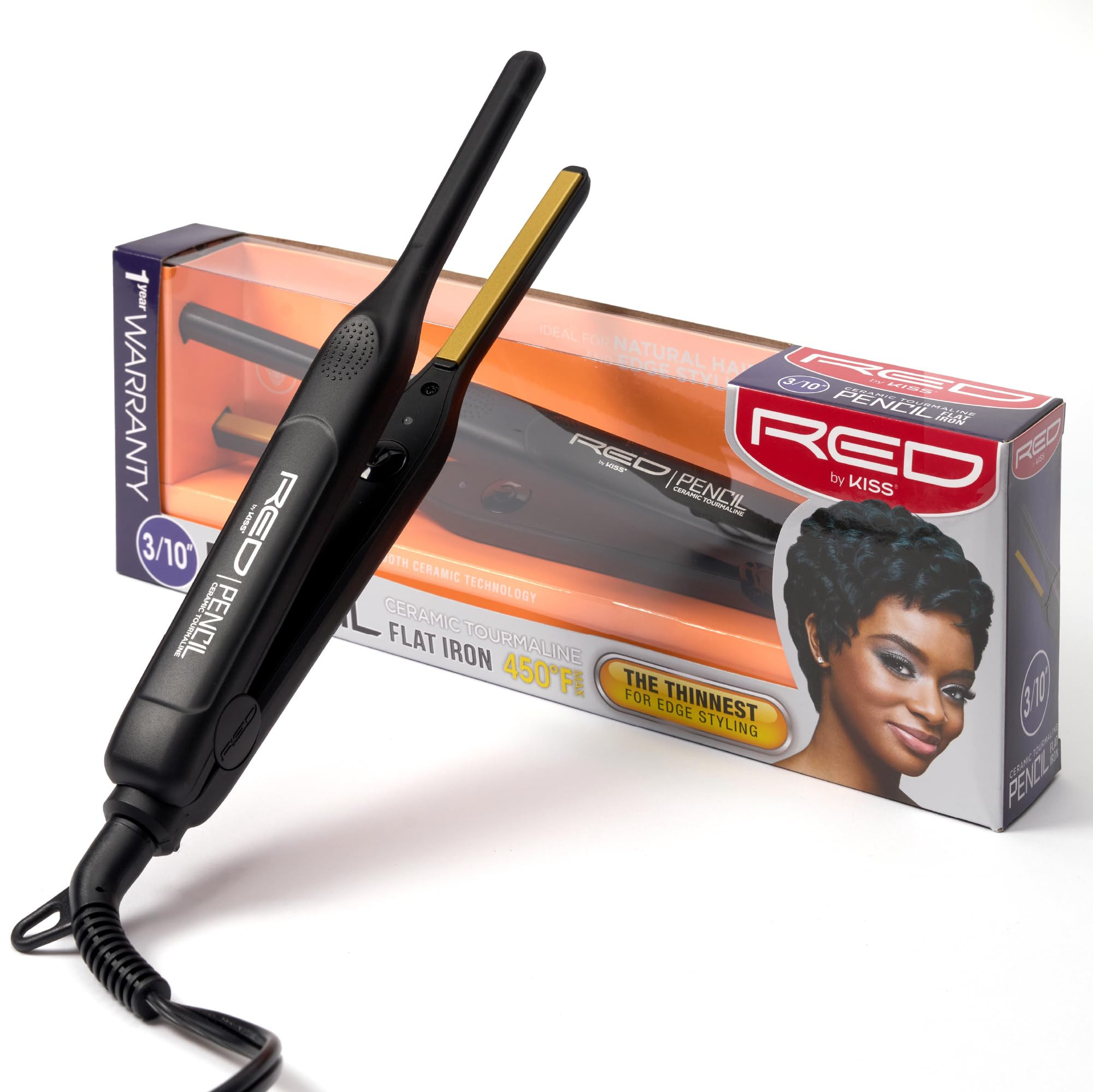 Kiss Red by Pencil Flat Iron Hair Straightener, 0.3 Inch, Ceramic | Amazon (US)