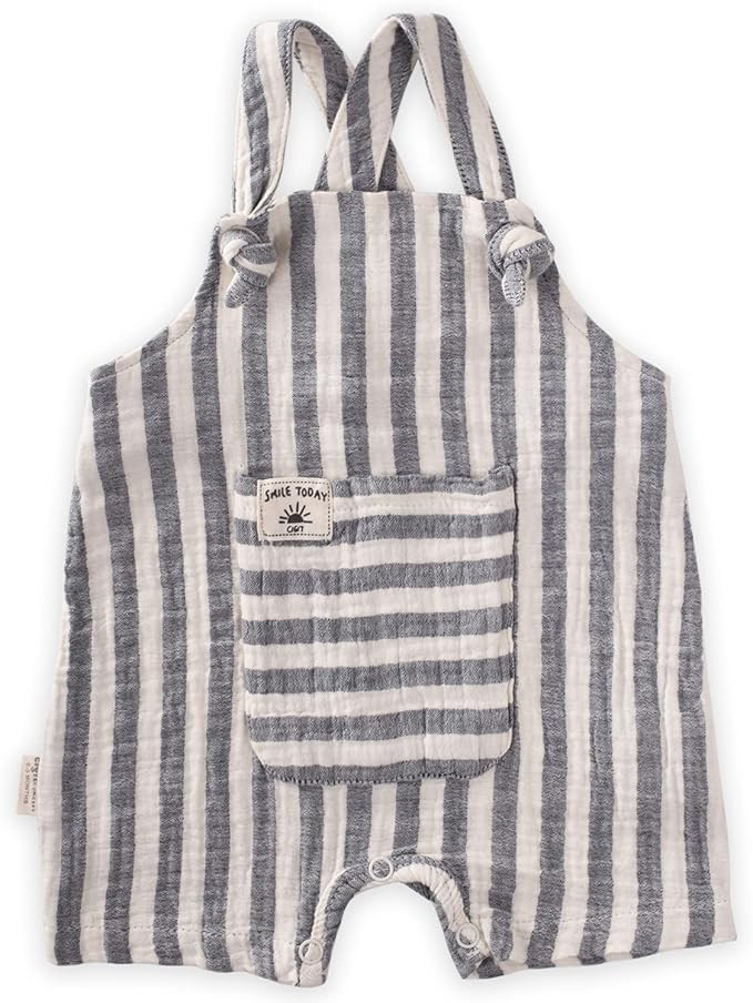 Baby Boys 100% Cotton Summer Rompers with Pockets and Straps,Muslin Romper for Kids Ages 0-4 Navy... | Amazon (US)