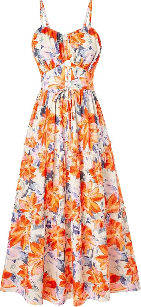GRACE KARIN 2026 Women's Spaghetti Floral Summer Boho Flowy Maxi Dress | Amazon (US)