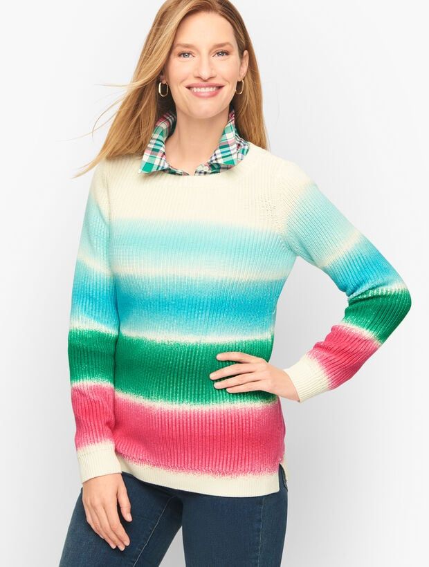 Shaker Stitch Sweater - Spray Stripe | Talbots
