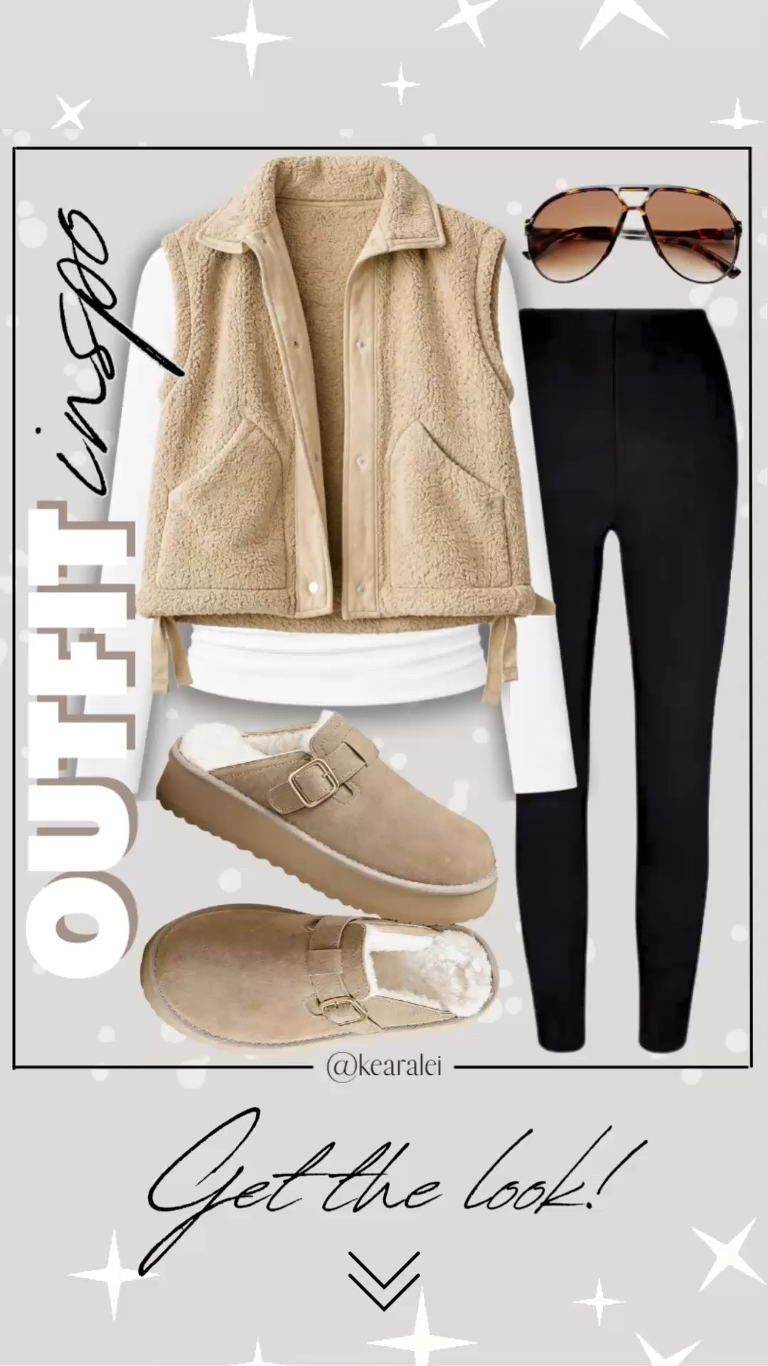 Cute Fall outfits women casual outfit winter outfits comfy outfit Amazon fashion tan khaki beige oversized fuzzy fleece vest tan Sherpa vest free people inspired look for less black leggings white long sleeve top bodysuit tan Birkenstocks genuine shearling suede leather platform clogs slippers uggs look for less with ruffle edge crew socks aviator sunglasses || #amazon #outfit #winter #fall #cozy #freepeople #vest #affordable #neutrals
.
.
.

Fitness Wear, Activewear, exercise outfit, workout leggings, sports bra, Lulu lemon, free people motion active athleisure Amazon fashion, teacher outfits, business casual, casual outfits, neutrals, street style, Midi skirt, Maxi Dress, Swimsuit, Bikini, Travel, skinny Jeans, Puffer Jackets, Concert Outfits, Cocktail Dresses, Sweater dress, Sweaters, cardigans Fleece Pullovers, hoodies, button-downs, Oversized Sweatshirts, Jeans, High Waisted Leggings, dresses, joggers, fall Fashion, winter fashion, leather jacket, Sherpa jackets, Deals, shacket, Plaid Shirt Jackets, apple watch bands, lounge set, Date Night Outfits, Vacation outfits, Mom jeans, shorts, sunglasses, Disney outfits, Romper, jumpsuit, Airport outfits, biker shorts, Weekender bag, plus size fashion, Stanley cup tumbler Target, Abercrombie and fitch, Amazon, Shein, Nordstrom, H&M, forever 21, forever21, Walmart, asos, Nordstrom rack, Nike, adidas, Vans, Quay, Tarte, Sephora, lululemon, free people, j crew jcrew factory, old navy

#LTKootd #LTKSeasonal #LTKMidsize