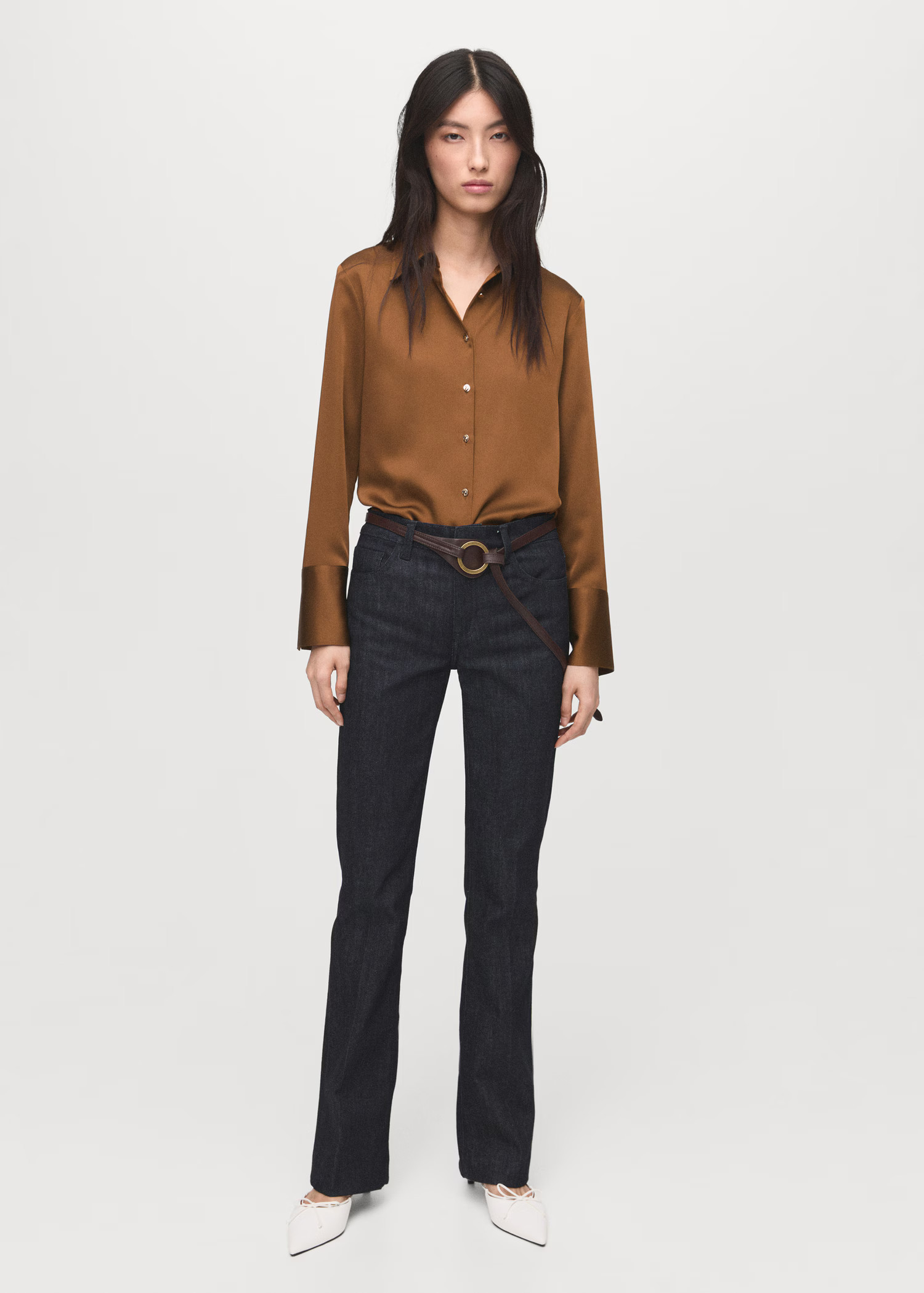 Satin finish flowy shirt - Women | MANGO USA | Mango (US/MX/AU)