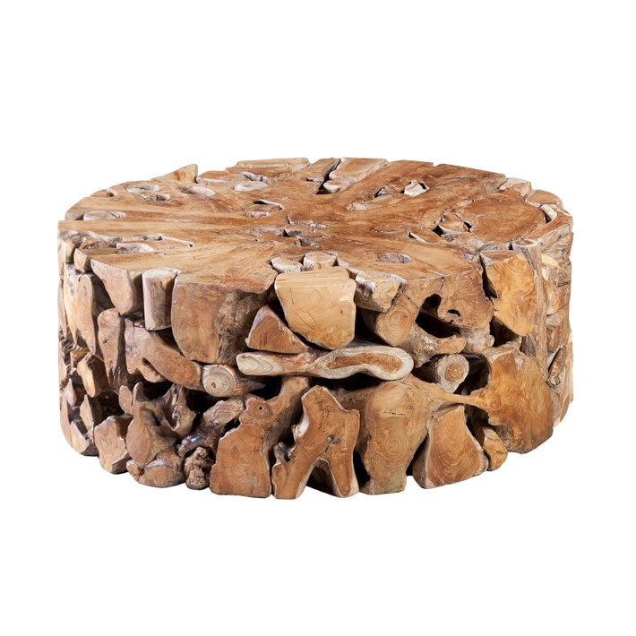 Sliced Teak Live Edge Coffe Table, Round | Williams-Sonoma