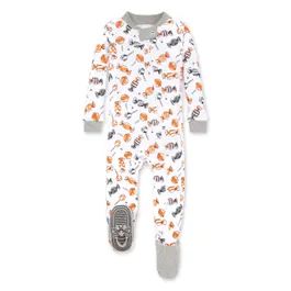 Trick or Treats Candy Organic Snug Fit Baby Zip Up Footed Halloween Pajamas | Burts Bees Baby